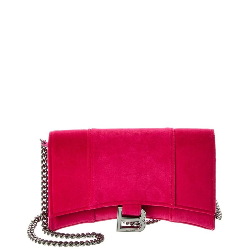 Balenciaga Hourglass Velvet Wallet On Chain